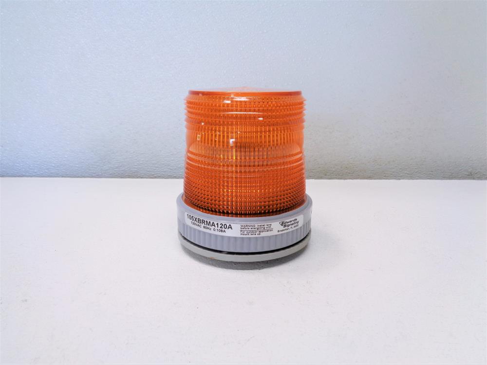 Edwards Signal Warning LED Light, Steady/Flash, Amber 105XBRMA120A w/Mount 105PM